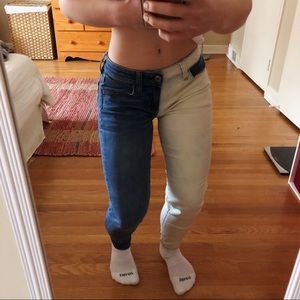 color block bleached american eagle jeans 00 short